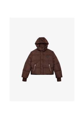Womens The Kooples Hooded Removable-Sleeve Down Jacket
