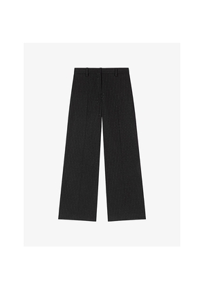 Womens Maje Pinstriped Rhinestone-Embellished Stretch-Woven Trousers