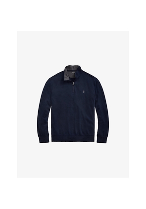 Mens Polo Ralph Lauren Brand-Embroidered Half-Zip Cotton-Blend Sweatshirt