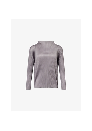 Womens Pleats Please Issey Miyake Slim-Fit Long-Sleeves Knitted Top
