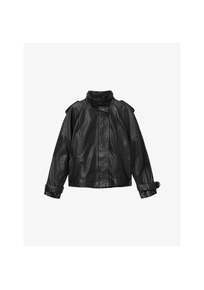 Womens Allsaints Serne Relaxed-Fit Leather Jacket