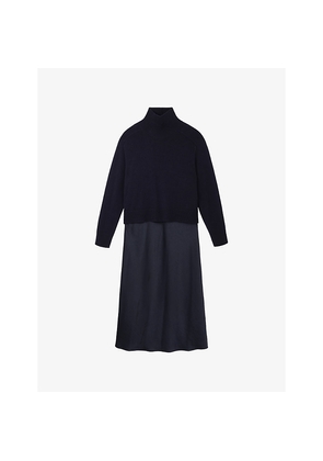 Womens The White Company Mixed Media Funnel-Neck Two-Piece Maxi Dress