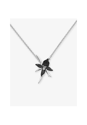 Womens Shaun Leane Black Orchid Sterling-Silver and 0.016ct Diamond Flower Necklace