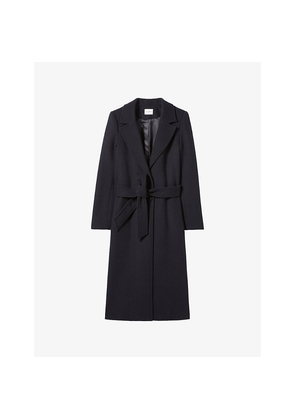 Womens Claudie Pierlot Single-Breasted Belted-Waist Wool-Blend Coat