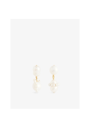 Womens Completedworks Mismatched 18ct Yellow Gold-Plated Silver, Freshwater Pearl and Baroque Pearl Drop Earrings