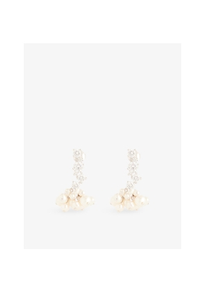 Womens Completedworks P218 Rhodium-Plated Silver, Freshwater Pearl and Cubic Zirconia Drop Earrings