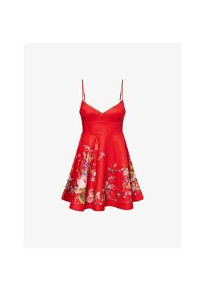 Womens Zimmermann Patience Floral Linen Mini Dress