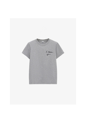 Womens Loewe Brand-Embroidered Short-Sleeved Cotton-Blend T-Shirt