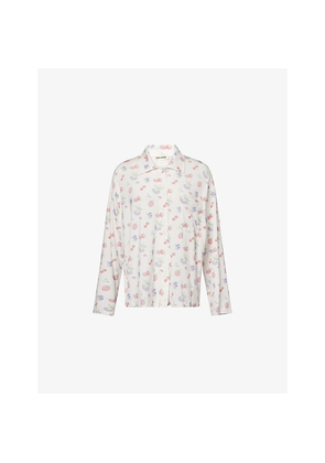 Womens Djerf Avenue Go Slow Summer-Berries-Print Stretch-Woven Pyjama Shirt