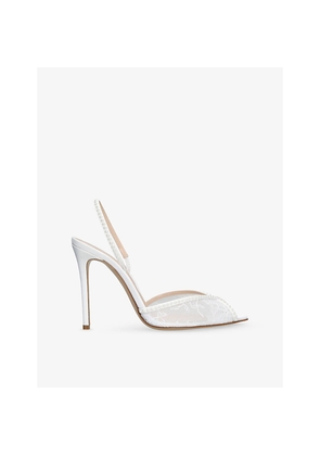 Womens Andrea Wazen Katy 105 Lace and Satin Courts