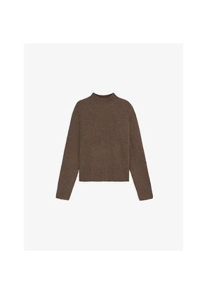 Womens Boss Bouclé-Texture High-Neck Wool-Blend Jumper
