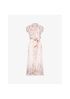Womens Zimmermann Floral Flutter Woven Midi Dress