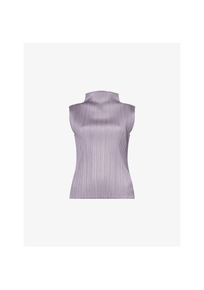 Womens Pleats Please Issey Miyake Basics Mock-Neck Knit Top
