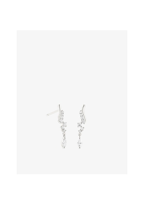 Womens Astrid & Miyu Wave Cluster 14ct White-Gold and Lab-Grown Diamond Stud Earrings