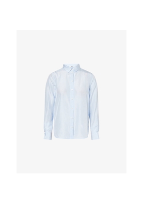 Womens Frame The Striped Classic Silk Shirt