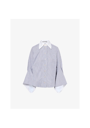 Womens Palmer Harding Intention Stripe-Pattern Cotton-Poplin Shirt