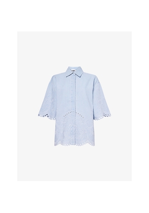 Womens Zimmermann Daylight Embroidered Denim Shirt