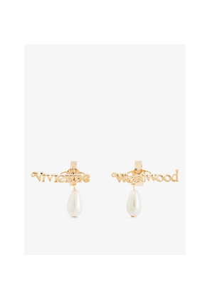 Womens Vivienne Westwood Jewellery Amelia Gold-Pleated Brass and Faux-Pearl Earrings