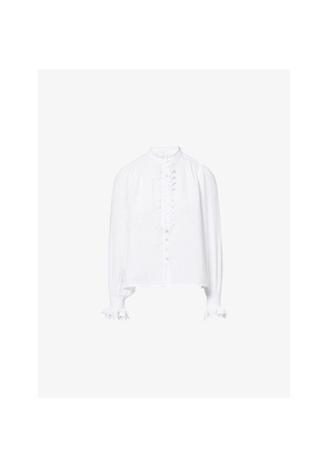 Womens Me And Em Lace-Trim Cheesecloth Cotton Blouse