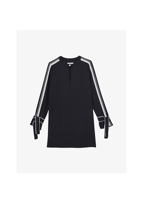 Womens Reiss Tammy Contrast-Tipped Woven Mini Dress