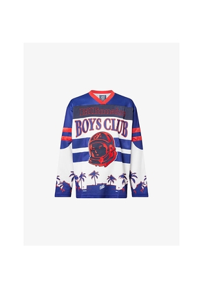 Mens Billionaire Boys Club Stadium Embroidered Graphic-Print Woven Hockey Top