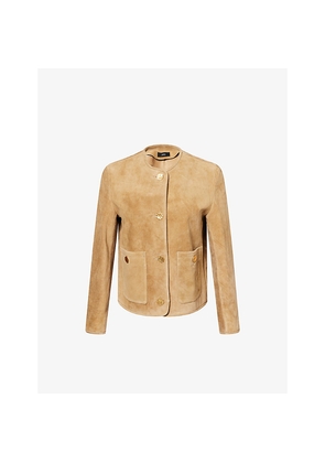 Womens Arma Sogno Round-Neck Suede Jacket