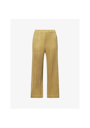 Womens Pleats Please Issey Miyake Crop-Leg Regular-Fit Knitted Trousers