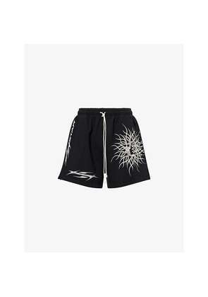 Mens Hellstar Flame Yang Drawstring Cotton-Jersey Shorts