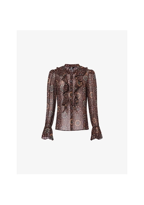 Womens Paige Claude Frill-Neck Silk Blouse