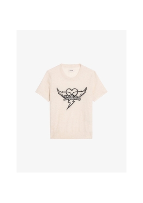 Womens Zadig&Voltaire Idal Rhinestone-Logo Cashmere Jumper