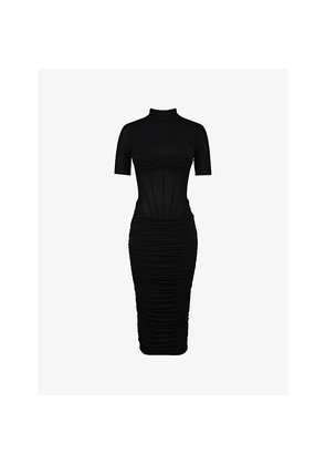 Womens House of CB Sorrel Semi-Sheer Stretch-Mesh Midi Dress