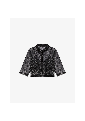 Womens Maje Relaxed-Fit Sequin-Embellished Tulle Shirt