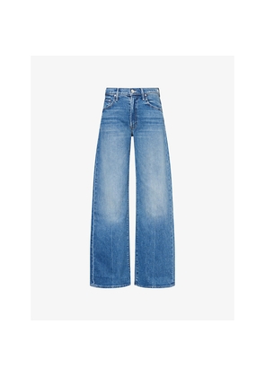 Womens Mother The Mid Rise Lasso Sneak Wide-Leg Denim Jeans