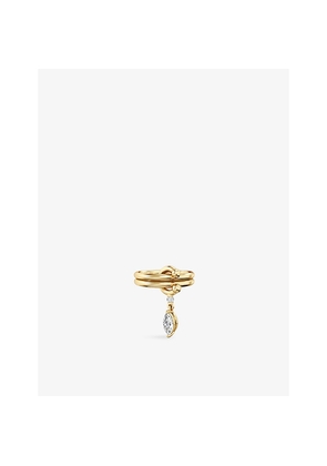 Womens Phoria Mini Pierced 18ct Yellow-Gold Vermeil and Marquise White Topaz Drop Ring