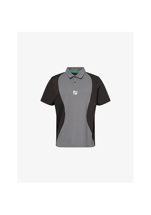 Mens Malbon Performance Monogram-Print Stretch-Woven Piqué Polo Shirt