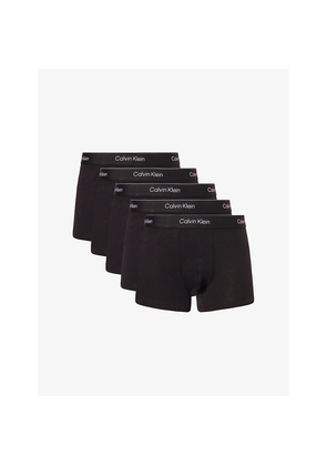 Mens Calvin Klein Icon Branded Pack Of Five Stretch-Cotton Trunks