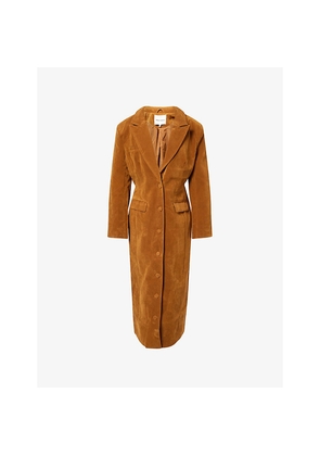 Womens The Couture Club Peak-Lapel Tailored Faux-Suede Coat