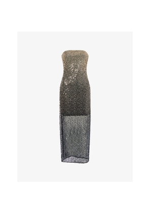 Womens Rotate Birger Christensen Beaded Strapless Woven Midi Dress