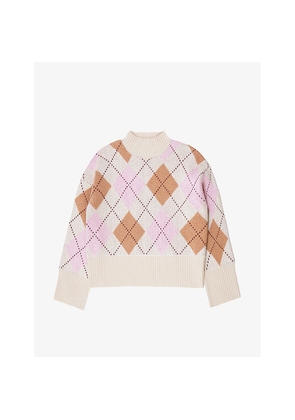 Womens Ro&Zo Argyle-Pattern Wool Jumper