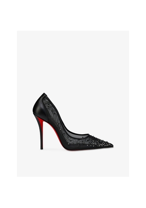 Womens Christian Louboutin Miss Z Degrastrass Perla 100 Leather and Mesh Heeled Courts