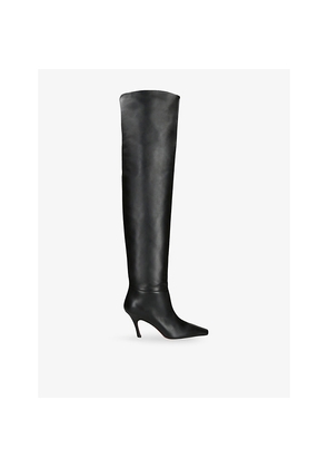 Womens Amina Muaddi Jamie 80 Leather Thigh-High Boots