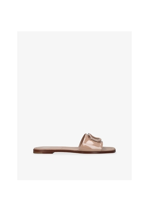 Womens Valentino Garavani Vlogo Signature Patent-Leather Slides