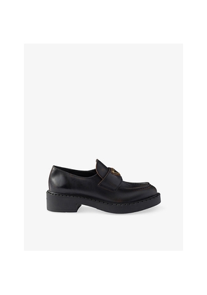 Womens Prada Branded Leather Loafers