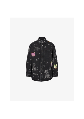 Mens Loewe x Louis Wain Embroidered Relaxed-Fit Denim Overshirt