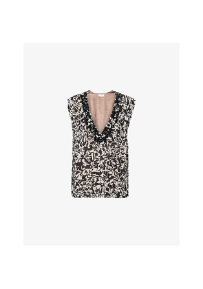 Womens Dries Van Noten Embellished Sleeveless Woven Top