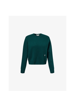 Womens Sporty & Rich Embroidered-Logo Cashmere-And-Wool Jumper
