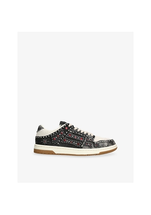 Mens Amiri Skel Stud Denim and Suede Trainers