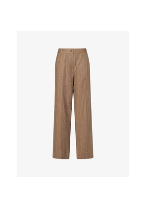 Womens Me And Em Pleat-Front Straight-Leg Wool-Blend Trousers
