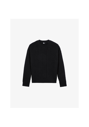 Mens The Kooples Textured Round-Neck Stretch-Wool Jumper