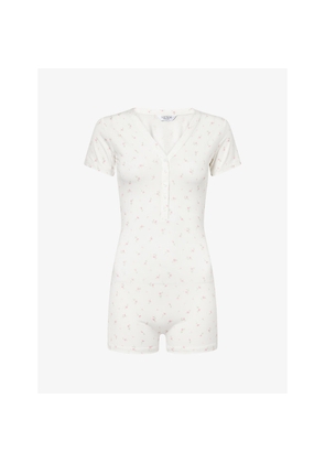 Womens Lounge Underwear Floral-Print Modal-Blend Romper